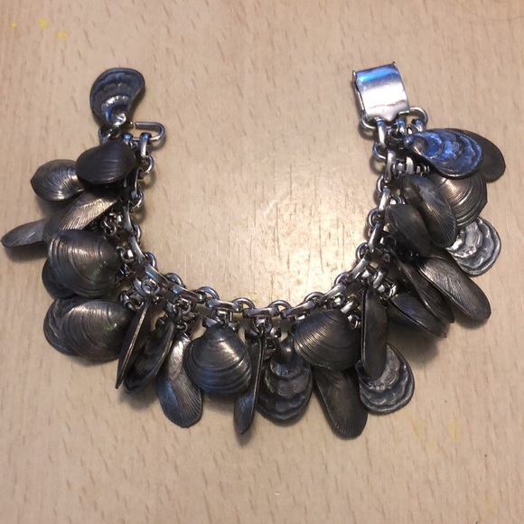 Seashell clam muscle silver bracelet Vintage - Picture 2 of 2